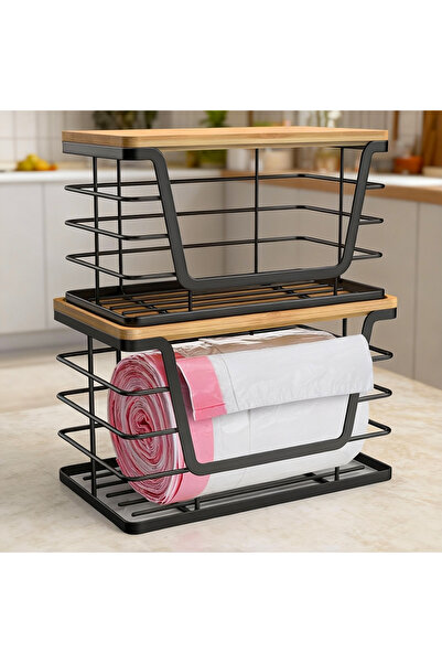 Elindor Set de 2 coșuri de depozitare Elindor® cu capac, separator de fructe, legume, parfumuri, creme, bambus