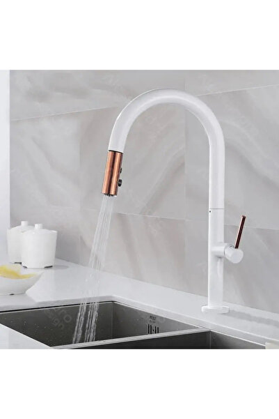 KORMAN TECHNIK Baterie de bucătărie cu pulverizator extractibil, alamă sanitară, alb, CF/1035/A