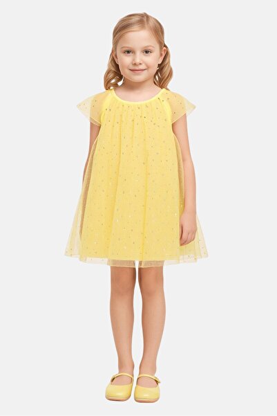 English Laundry فستان بناتي منقوش، أصفر