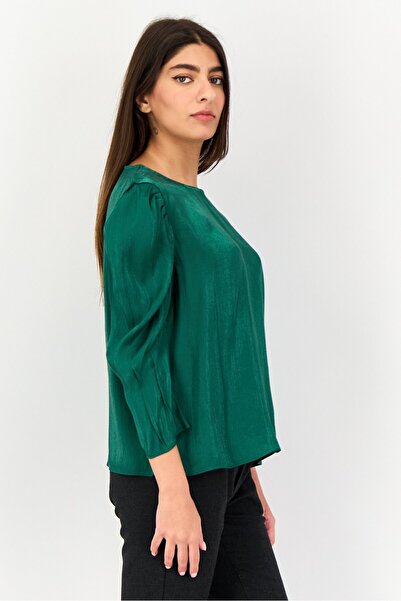 Levi's Women Crew Neck Solid Long Sleeves Top, Green