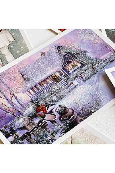 Bimotif 9lu Simli Yılbaşı Kartpostal Seti (Vintage)