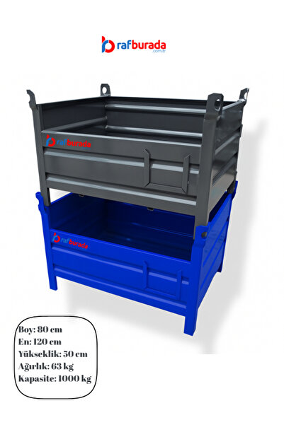 RafBurada Metal Taşıma Kasası 1000 kg Kapasite 80x120x50cm