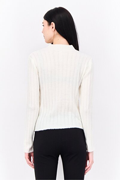 Sadie & Sage Women Mock Neck Knitted Sweater, Cream
