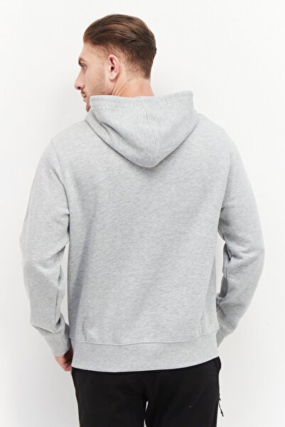 Netflix Men Sportswear Fit Hooded Neck Long Sleeves Running Sweatshirt, Grey