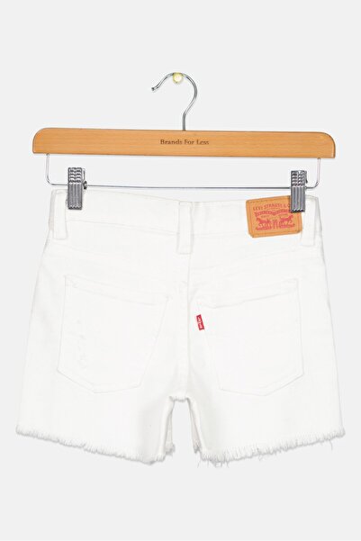Levi's Kids Girl Washed Denim Shorts, White