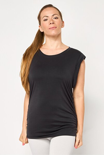 Dkny Sport Women Sportswear Fit Cap Sleeves Outdoor Tops, Black