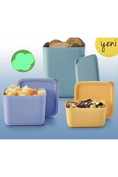 Plus Cubic Square Storage Container Set of 3 1.8 Lt- 1Lt- 650ml