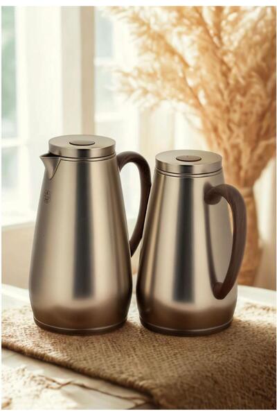 ALSAIF Handa Matte Nickel Wooden Thermos Set