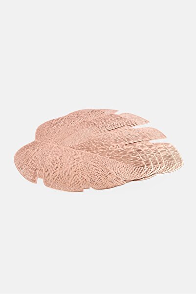 NANETTE LEPORE 6Pcs Leaf Shape Dinning Placemats, Rose Gold