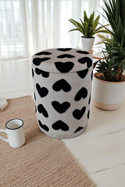 Arte Cotone Kalpli Kadife Kumaş Dekoratif Silindir Koltuk Sandıklı Puf 32 X 43