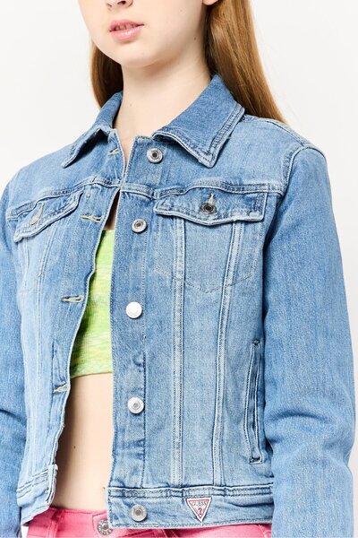 Guess Women Washed Denim Jacket, Blue