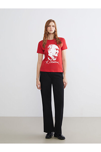 LC Waikiki Sparkling Choices from Shining Store | Crew Neck Ataturk Themed Women's T-Shirt