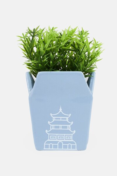 YOTO Ceramic Decorative Planter, Ash Blue