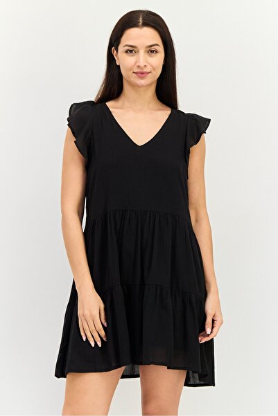 Brave Soul Women Plain Midi Dress, Black