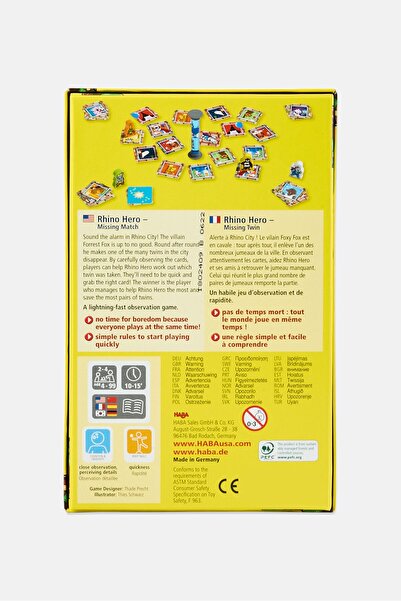 Haba 306425 Rhino Hero Missing Match A Lightning Fast Observation Game
