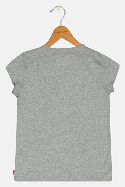 Levi's Kids Girl Round Neck Short Sleeves Brand Logo Top, Grey