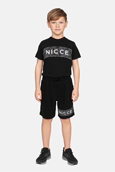 Nicce Kids Boy 2 Piece Graphic Print Top And Bottom Shorts Set, Black