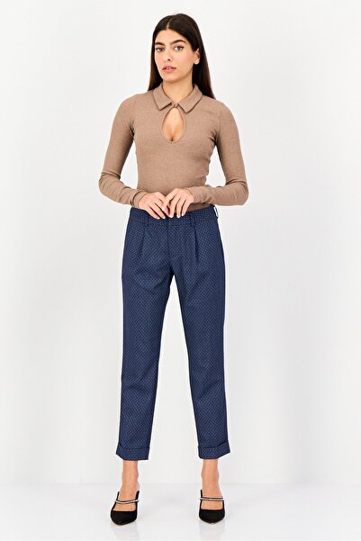 Reiko Women Cigarette Fit Micro Dot Straight Leg Pants, Multicolor