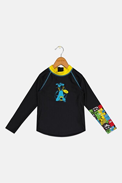 Zoggs Toddlers Boy Long Sleeve Graphic Print Rashguard, Black