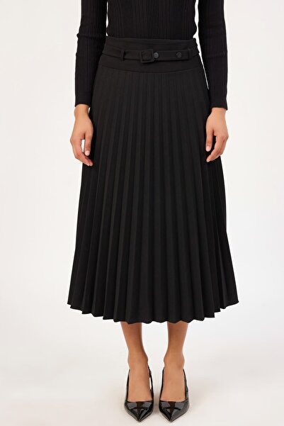 FEVER Kemerli pliseli midi etek