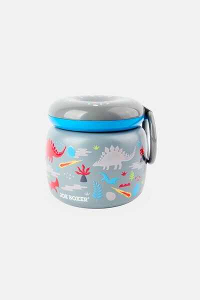 Joe Boxer Dino Print Lunch Food Jar, Grey