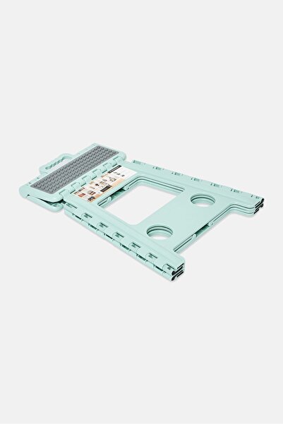 Lifestyle Plastic 16 Inch Folding Step Stool With Handle, Light Green