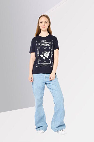 Stella McCartney Women Regular Fit Short Sleeve Graphic Print T-Shirt, Navy