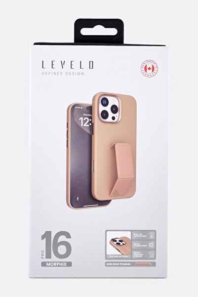 Levelo iPhone 16 Pro Silicone Case With Leather Grip, Brown
