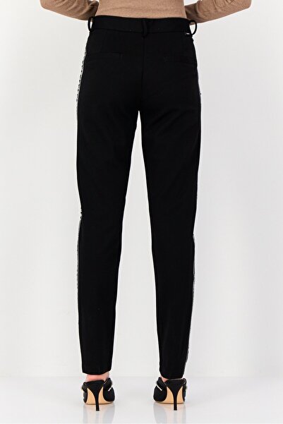 Reiko Women Cigarette Fit Textured Straight Leg Pants, Black