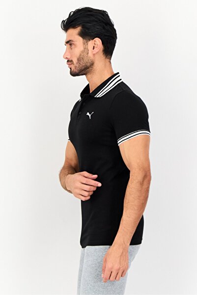 Puma x One8 Men Slim Fit Brand Logo Short Sleeve Outdoor Polo Shirt, Black