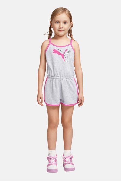 Puma Kids Girl Sportswear Brand Logo Sleeveless Outdoor Romper, Multicolor