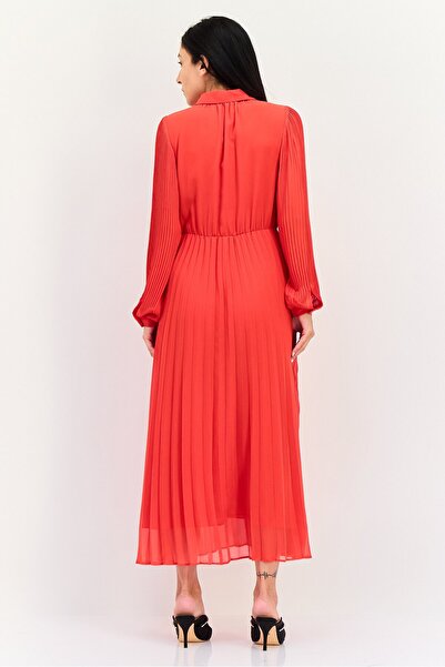 ORSAY Women Pleated Maxi Dress, Red