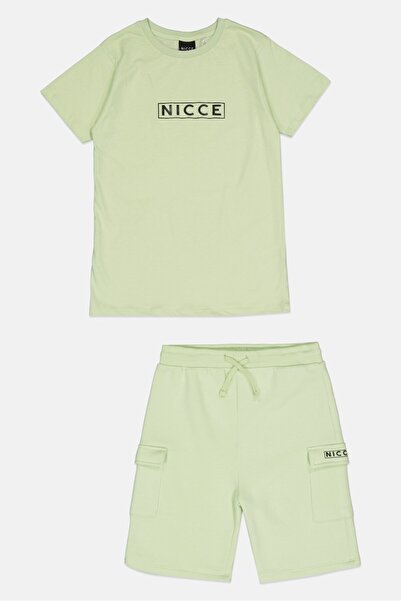 Nicce Kids Boy 2 Pieces Brand Logo T-Shirt And Shorts Set, Lime Green