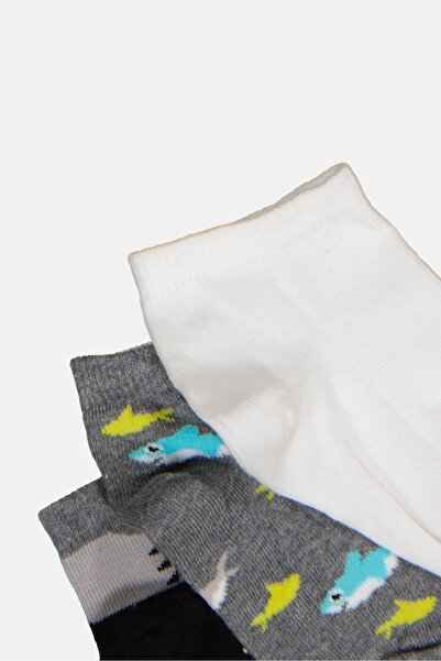 London Fog Kids Boy 3 Pairs Allover Pattern Ankle Socks, Multicolor