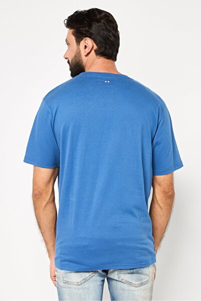 NORTHLAND Men Ribbed Collar Short Sleeve Brand Logo T-Shirt, Dark Blue