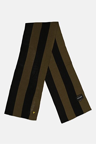Lyle & Scott وشاح رجالي مخطط مضلع 176 × 30 سم، زيتوني/أسود