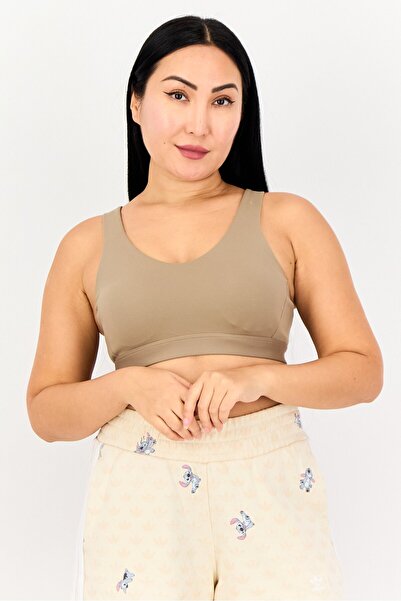 adidas Women Solid Padded Sports Bra, Tan