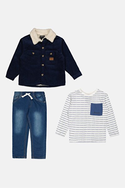 BENCH Toddlers Boy 3 Pieces Brand Logo Tops And Bottom Set, Navy