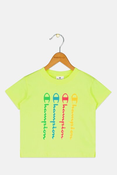 Champion Toddlers Girl Brand Logo Short Sleeve Outdoor T-Shirt, Lime Green
