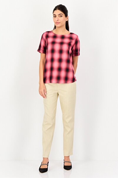 Levi's Women Round Neck Short Sleeve Plaid Top, Multicolor