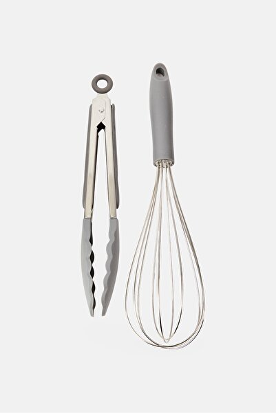 Phantom Chef 2 Pcs Silicone And Stainless Steel Whisk And Tong Set, Multicolor