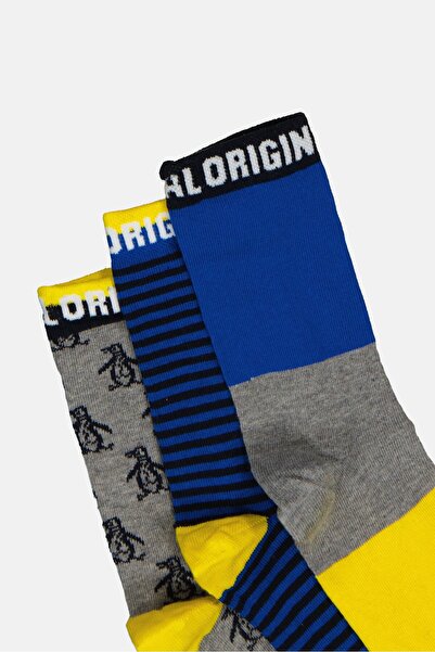 Original Penguin Kids Boy 3 Pairs Stripe Ankle Socks, Multicolor