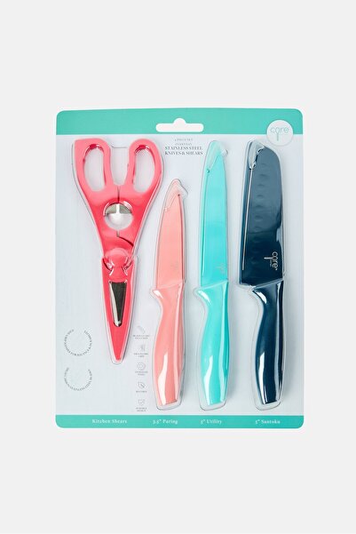 Core Kitchen 4 قطع من السكاكين والمقصات المصنوعة من الفولاذ المقاوم للصدأ، مت...
