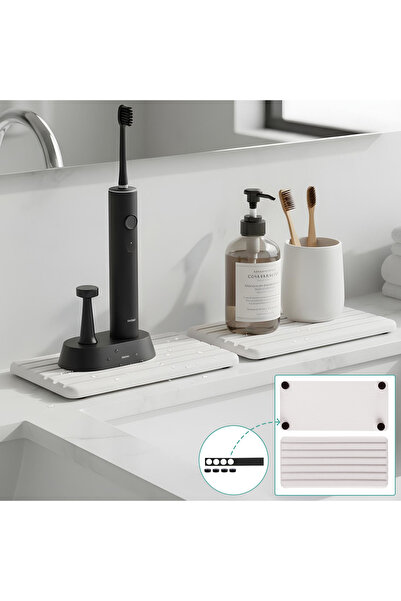 Elindor Set de 2 covorașe de chiuvetă Elindor® din diatomit, extra absorbante...