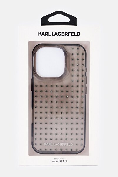 Karl Lagerfeld iPhone 16 Pro Metallic Protective Case, Black