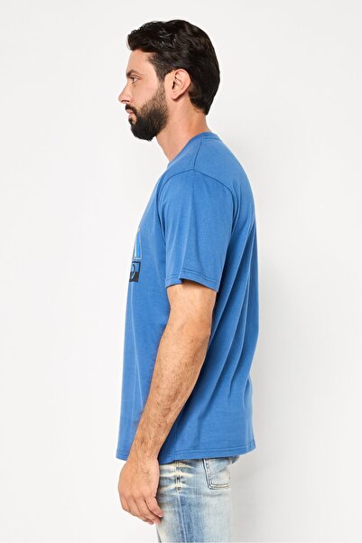 NORTHLAND Men Ribbed Collar Short Sleeve Brand Logo T-Shirt, Dark Blue