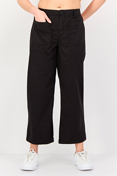 Social Standards Women Regular Fit Plain Twill Crop Pants, Black