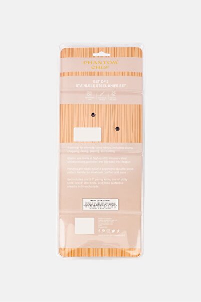 Phantom Chef 3 Pieces Stainless Steel Knife Set, Tan