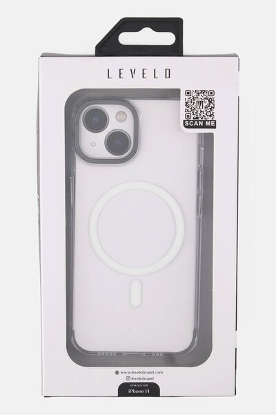 Levelo iPhone 14 MagSafe Sensa Clear Back Case, Transparent/Grey