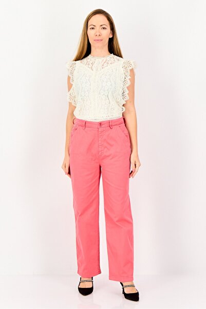 Reiko Women Cropped Fit Solid Chino Pants, Pink